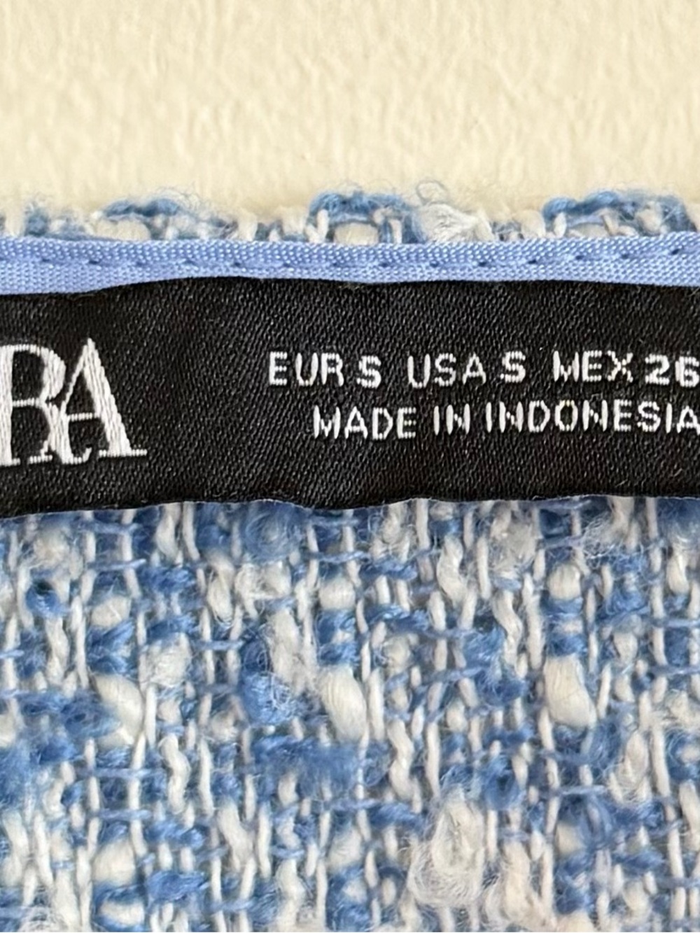 Zara Small Blue Textured Knit Button-Front Ruffle Dress - Picture 3 of 3